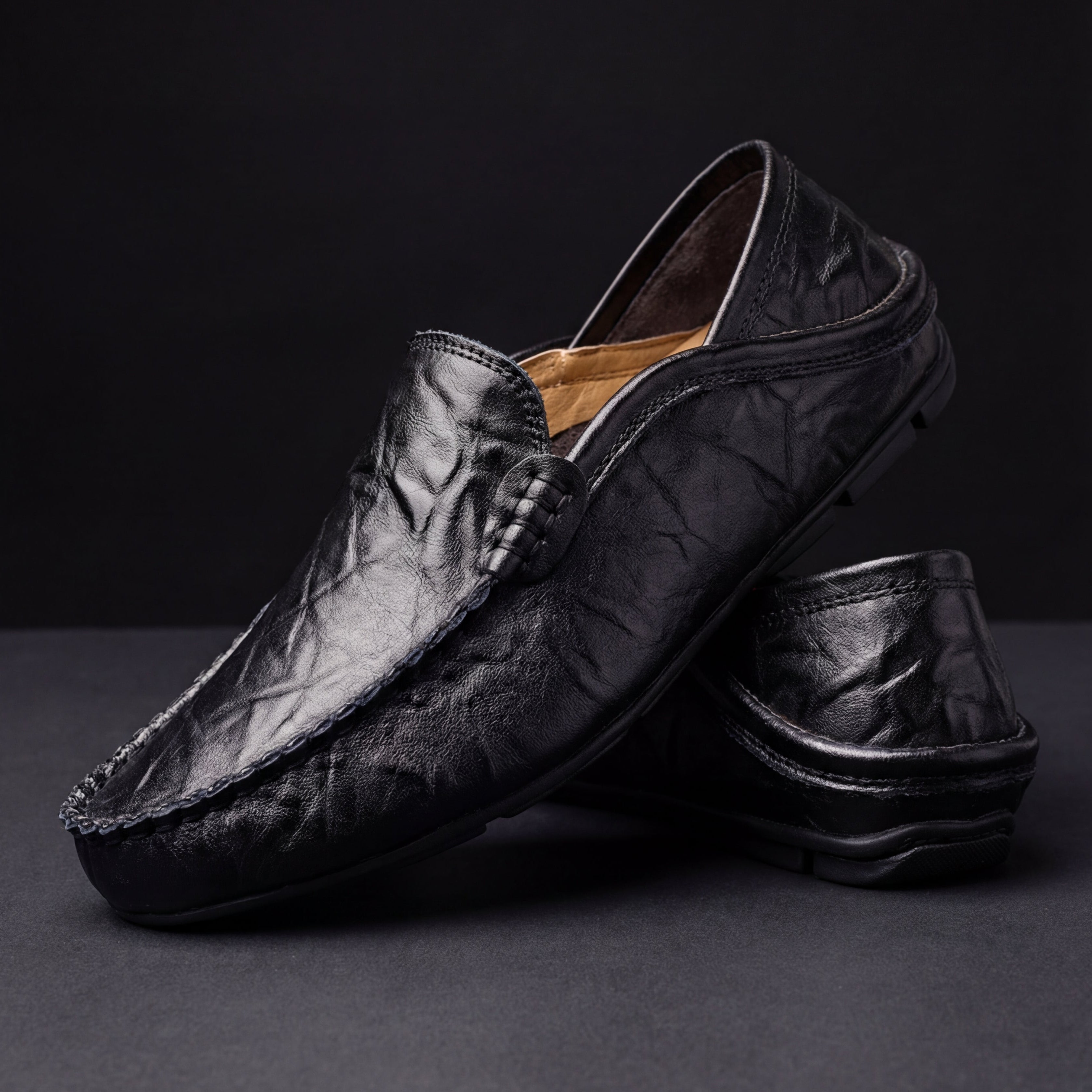 Casualowe skórzane loafersy