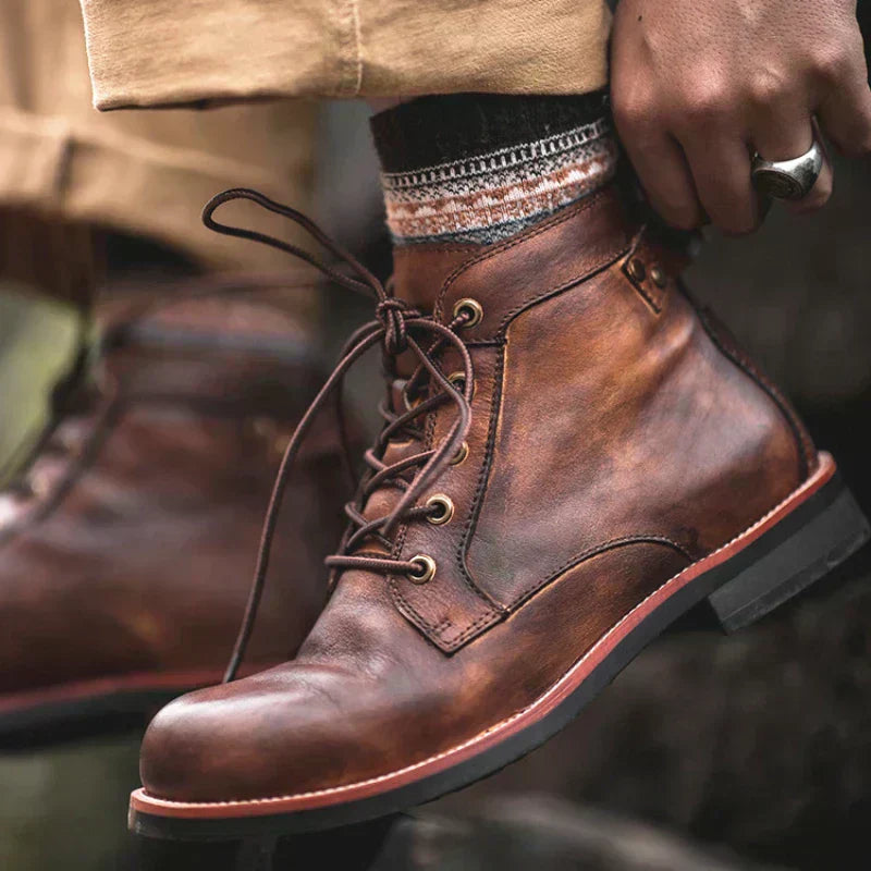 Mirosław - Męskie buty retro z oxkrągłym noskiem
