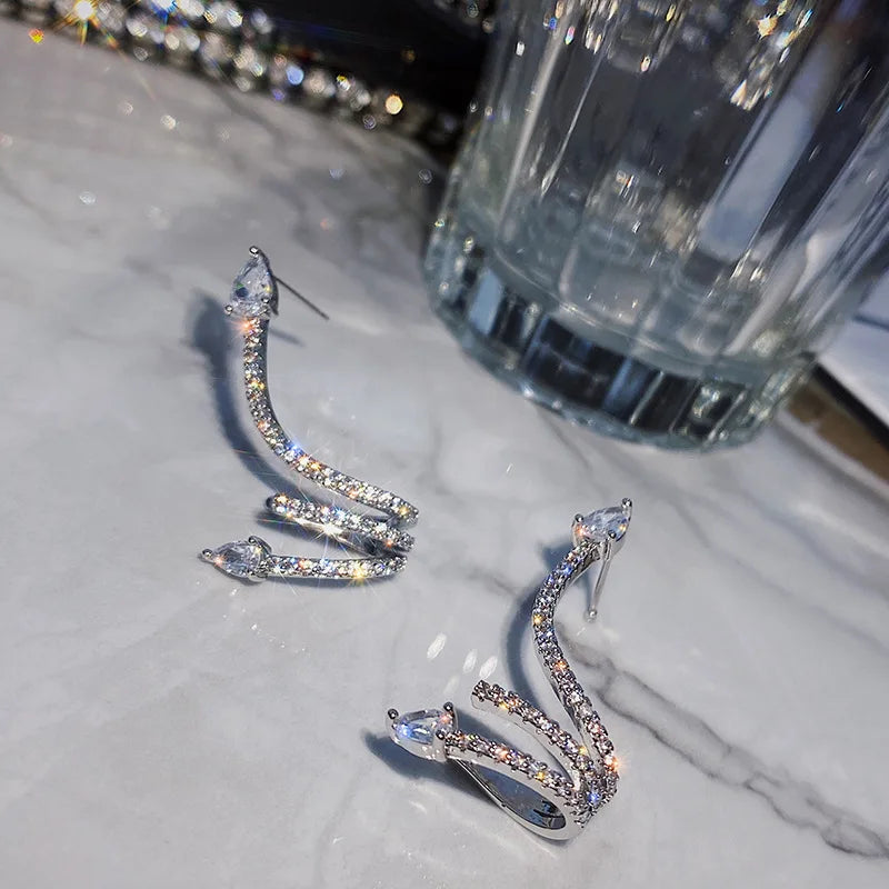 Kolczyki Snake z Cyrkoniami – Elegancka Biżuteria dla Kobiet