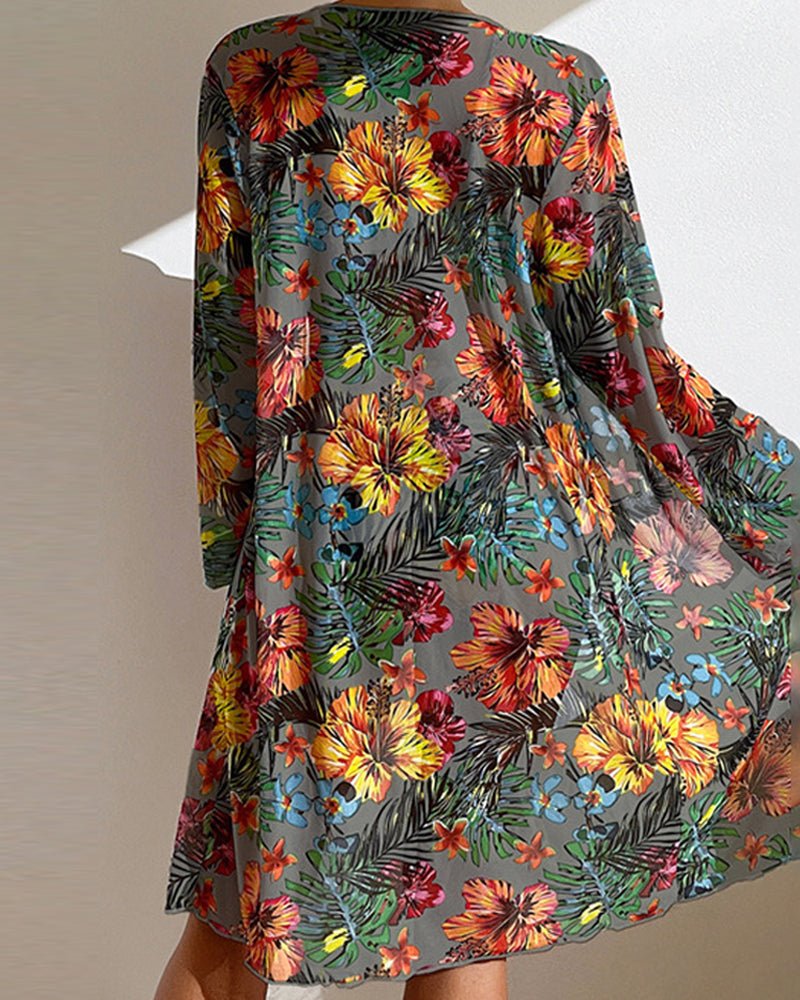 Rivéa Komplet Plażowy Bikini Kwiatowe Strój Kąpielowy z Kimono